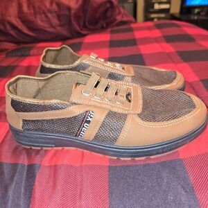 Casual Brown and Black Men's Beijing Cloth Slip On Shoes